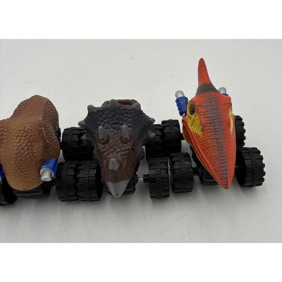 Lot Of 6 Dinosaur Head Pull Back Wind Up Monster Trucks T-Rex, Triceratop & More - Picture 4 of 9
